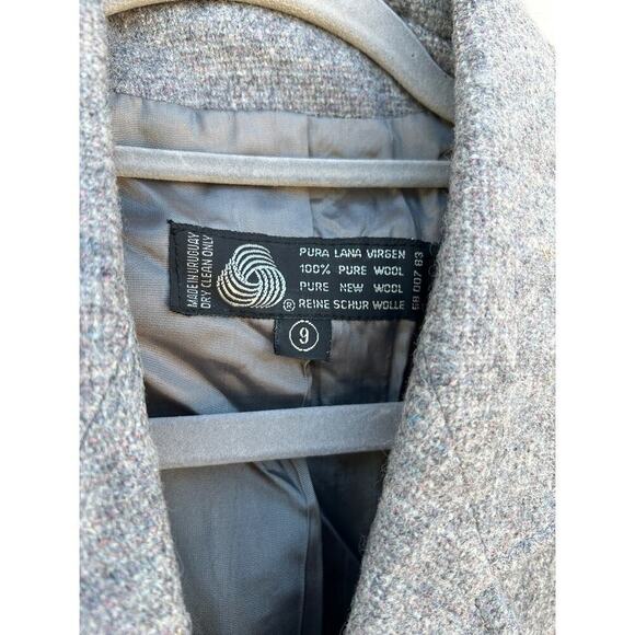 Vintage 100% Pure Wool Gray One Button Blazer, Size‎ Vintage 9 - Picture 4 of 6